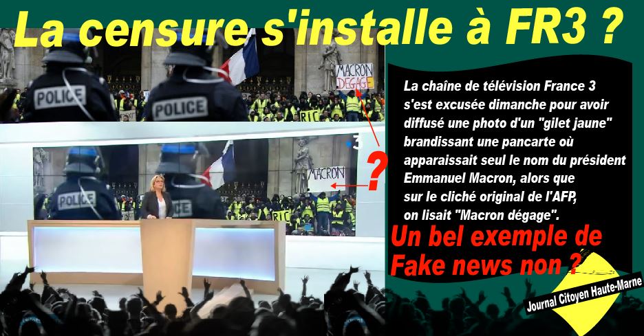 Gillets Jaunes la photo censurée par FR3 ici une info Journal Citoyen de Haute Marne