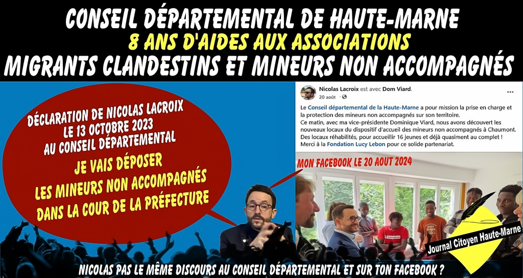 Le Conseil Départemental de Haute Marne finance les associations de migrants et mineurs clandestins