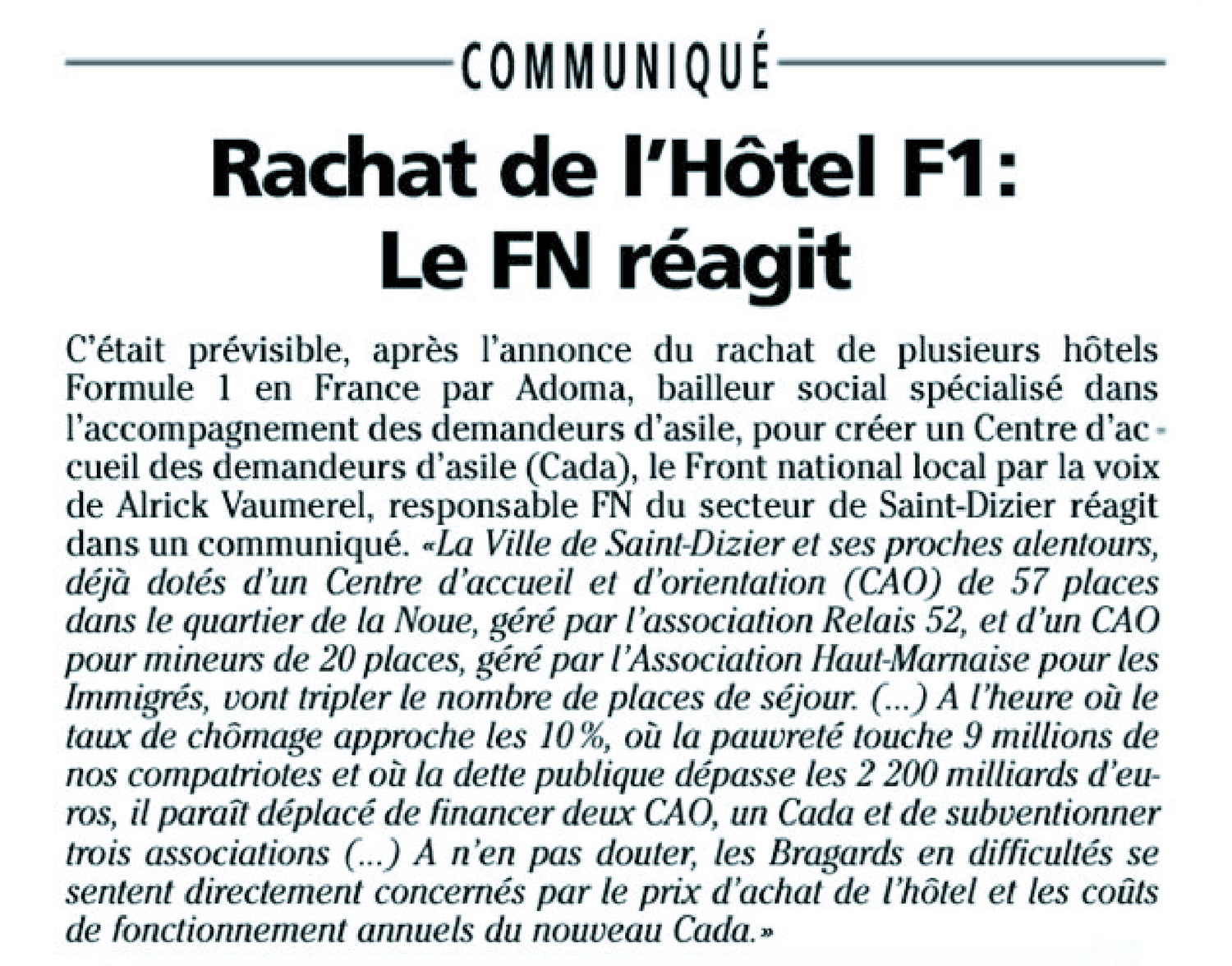 Le communiqué dun citoyen après amputation par le JHM